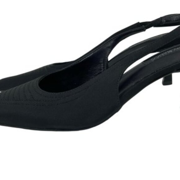 Tony Bianco | Size 8 | Black Stitched Pointed Toe Slingback Heels - Picture 12 of 15